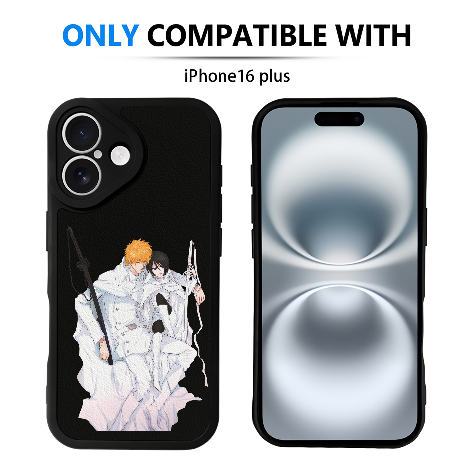 ブリーチ 黒崎一護（くろさき いちご）BLEACH Kurosaki Ichigo 【iPhone 16シリーズ対応】シリコンスマホケース（レザー調） 材質：シリコン